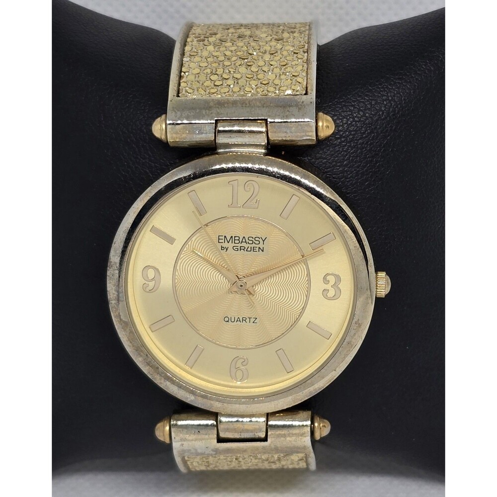 Women's Embassy by Gruen Elegant Gold Tone Dial Case Cuff Bracelet Watch 13 - Picture 5 of 8
